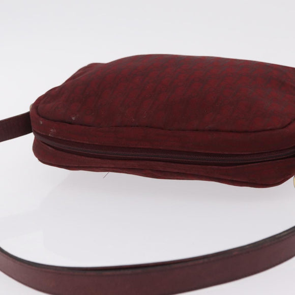 Christian Dior Trotter Canvas Shoulder Bag Red Gold Auth 207149