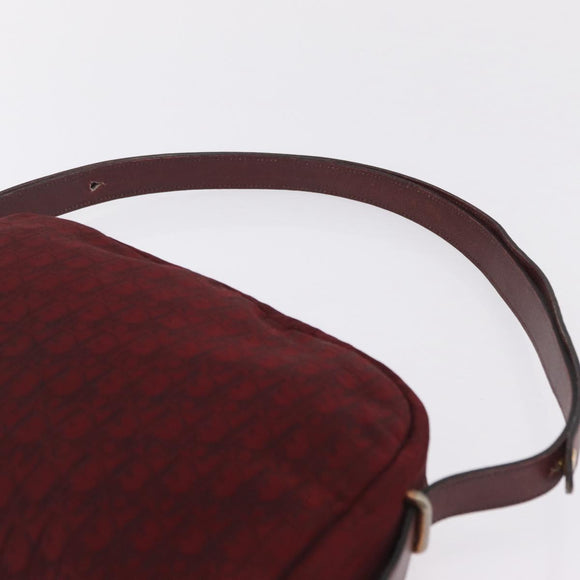 Christian Dior Trotter Canvas Shoulder Bag Red Gold Auth 207149
