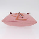 Saint Laurent Kahala Tote Bag Canvas Pink Silver Auth 207152A-5
