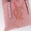Saint Laurent Kahala Tote Bag Canvas Pink Silver Auth 207152A-21
