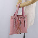 Saint Laurent Kahala Tote Bag Canvas Pink Silver Auth 207152A-27