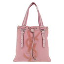 Saint Laurent Kahala Tote Bag Canvas Pink Silver Auth 207152A-13