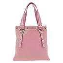 Saint Laurent Kahala Tote Bag Canvas Pink Silver Auth 207152A-2