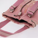 Saint Laurent Kahala Tote Bag Canvas Pink Silver Auth 207152A-6
