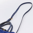 PRADA Gathered Hand Bag Nylon 2way Blue Gold Auth 207154A-11