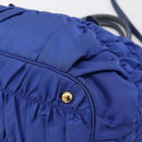 PRADA Gathered Hand Bag Nylon 2way Blue Gold Auth 207154A-15