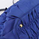 PRADA Gathered Hand Bag Nylon 2way Blue Gold Auth 207154A-16