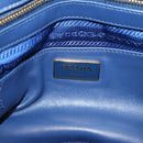 PRADA Gathered Hand Bag Nylon 2way Blue Gold Auth 207154A-19