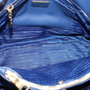 PRADA Gathered Hand Bag Nylon 2way Blue Gold Auth 207154A-20