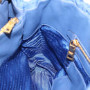 PRADA Gathered Hand Bag Nylon 2way Blue Gold Auth 207154A-22