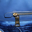 PRADA Gathered Hand Bag Nylon 2way Blue Gold Auth 207154A-24