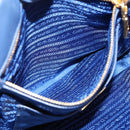PRADA Gathered Hand Bag Nylon 2way Blue Gold Auth 207154A-25