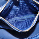 PRADA Gathered Hand Bag Nylon 2way Blue Gold Auth 207154A-29