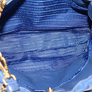 PRADA Gathered Hand Bag Nylon 2way Blue Gold Auth 207154A-30