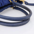 PRADA Gathered Hand Bag Nylon 2way Blue Gold Auth 207154A-8