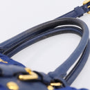 PRADA Gathered Hand Bag Nylon 2way Blue Gold Auth 207154A-9