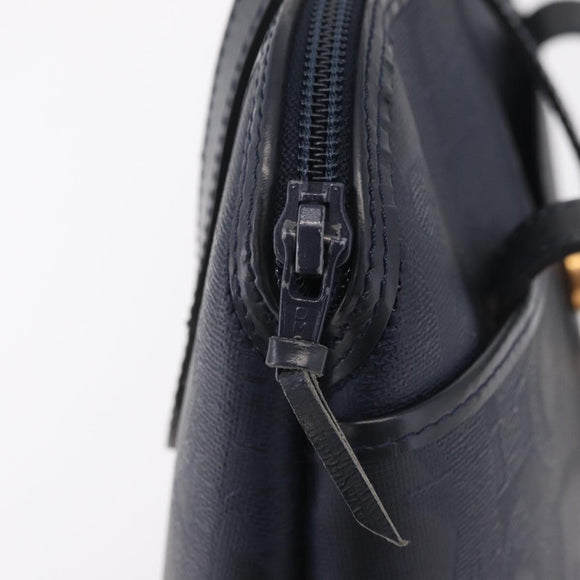 Christian Dior Trotter Canvas Hand Bag PVC Navy Gold Auth 207155A