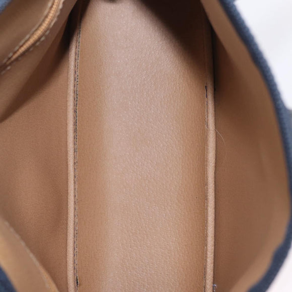 Christian Dior Trotter Canvas Hand Bag PVC Navy Gold Auth 207155A