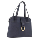Christian Dior Trotter Canvas Hand Bag PVC Navy Gold Auth 207155A-1