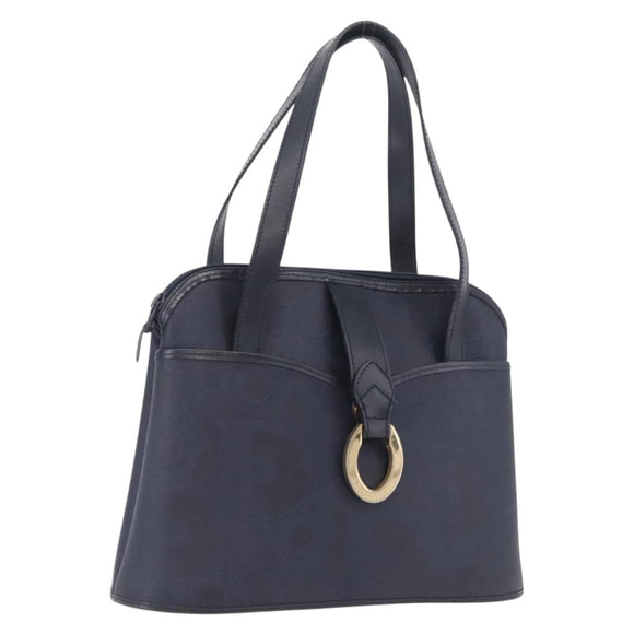 Christian Dior Trotter Canvas Hand Bag PVC Navy Gold Auth 207155A