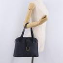 Christian Dior Trotter Canvas Hand Bag PVC Navy Gold Auth 207155A-25