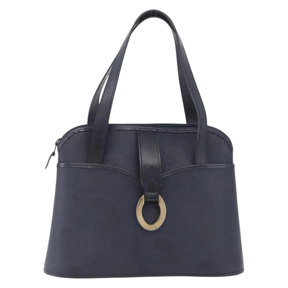Christian Dior Trotter Canvas Hand Bag PVC Navy Gold Auth 207155A