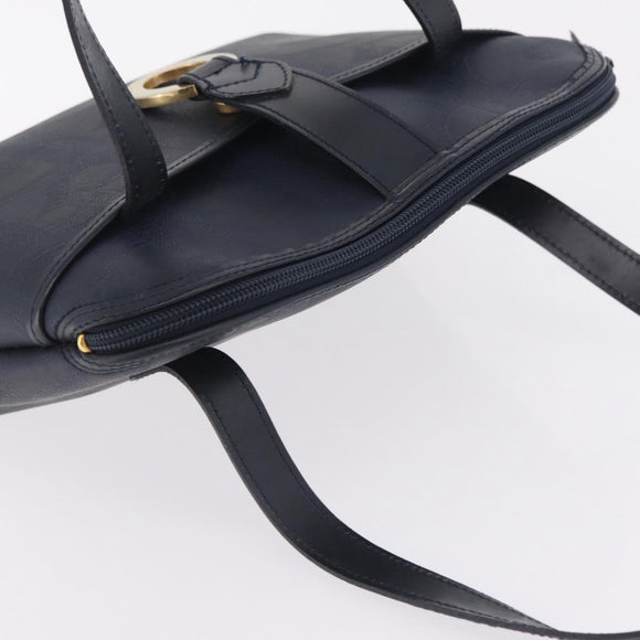 Christian Dior Trotter Canvas Hand Bag PVC Navy Gold Auth 207155A