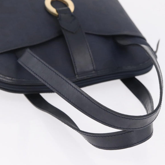 Christian Dior Trotter Canvas Hand Bag PVC Navy Gold Auth 207155A
