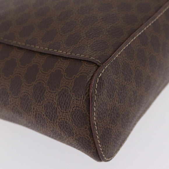 CELINE Macadam Canvas Vanity Pouch PVC Brown Gold Auth 207156