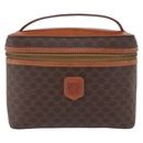 CELINE Macadam Canvas Vanity Pouch PVC Brown Gold Auth 207156-2