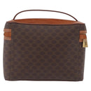CELINE Macadam Canvas Vanity Pouch PVC Brown Gold Auth 207156-3