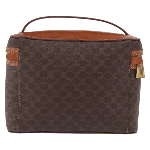 CELINE Macadam Canvas Vanity Pouch PVC Brown Gold Auth 207156