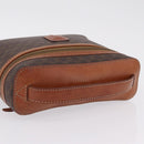 CELINE Macadam Canvas Vanity Pouch PVC Brown Gold Auth 207156-6