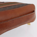 CELINE Macadam Canvas Vanity Pouch PVC Brown Gold Auth 207156-7