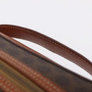 CELINE Macadam Canvas Vanity Pouch PVC Brown Gold Auth 207156-8