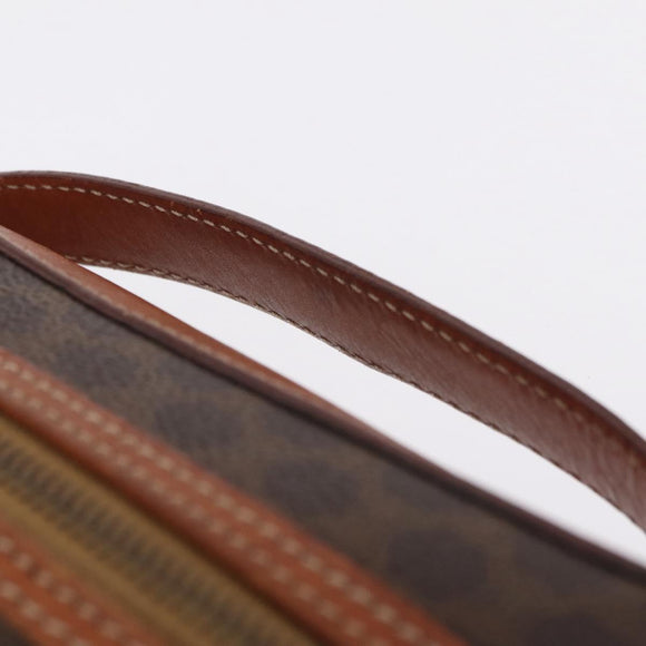 CELINE Macadam Canvas Vanity Pouch PVC Brown Gold Auth 207156