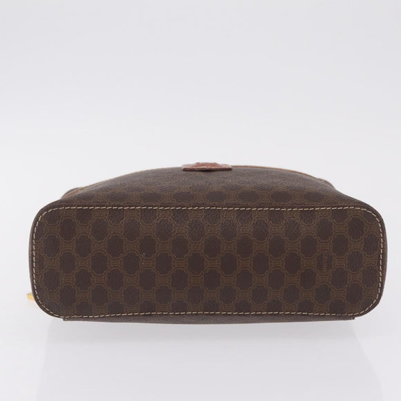 CELINE Macadam Canvas Vanity Pouch PVC Brown Gold Auth 207156