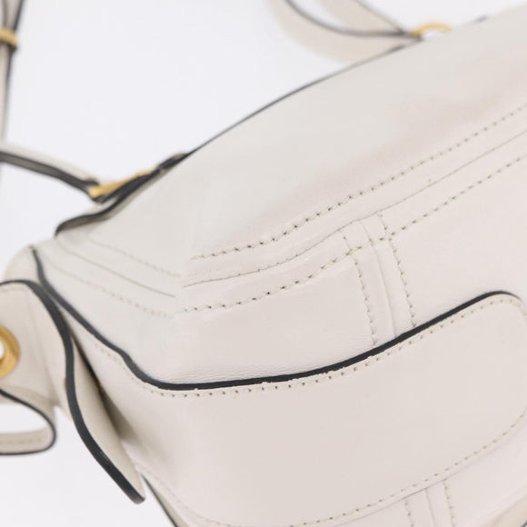 Miu Miu Shoulder Bag Leather White Gold Auth 207160V