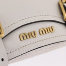 Miu Miu Shoulder Bag Leather White Gold Auth 207160V-20