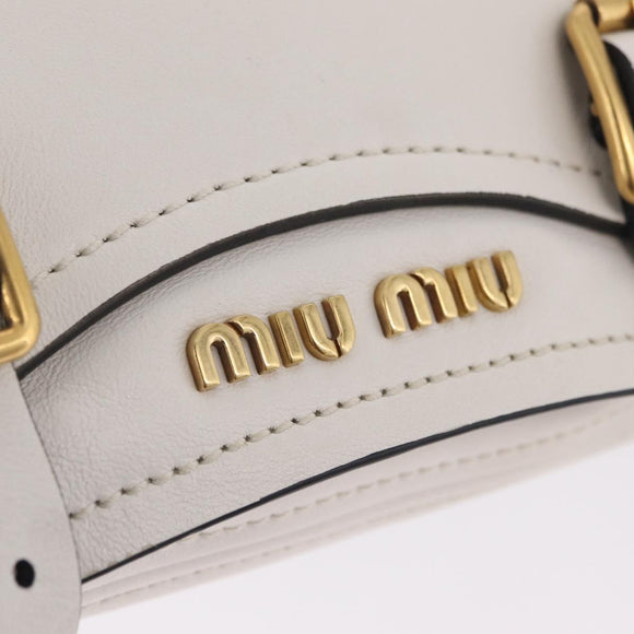 Miu Miu Shoulder Bag Leather White Gold Auth 207160V