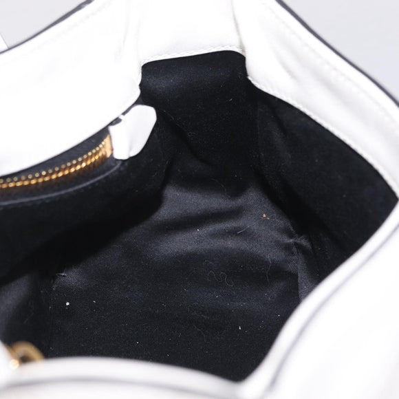 Miu Miu Shoulder Bag Leather White Gold Auth 207160V