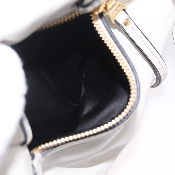 Miu Miu Shoulder Bag Leather White Gold Auth 207160V