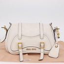 Miu Miu Shoulder Bag Leather White Gold Auth 207160V-31