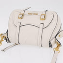 Miu Miu Shoulder Bag Leather White Gold Auth 207160V-7
