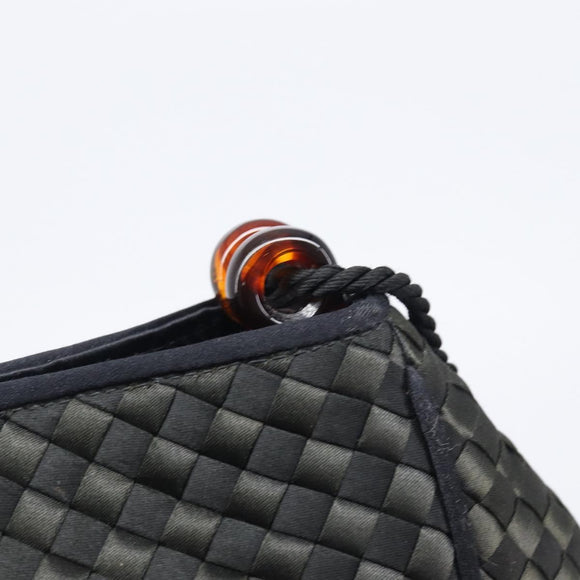 Bottega Veneta Tradechart Shoulder Bag Nylon Black Gold Auth 207169A