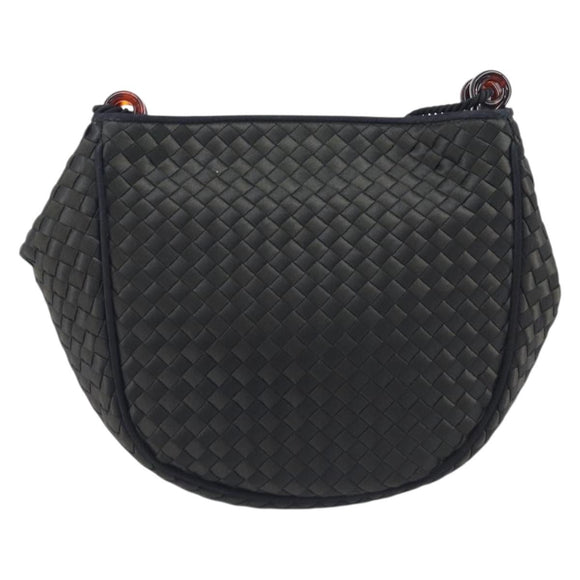 Bottega Veneta Tradechart Shoulder Bag Nylon Black Gold Auth 207169A