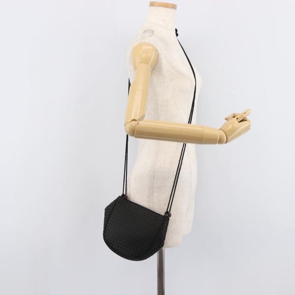 Bottega Veneta Tradechart Shoulder Bag Nylon Black Gold Auth 207169A