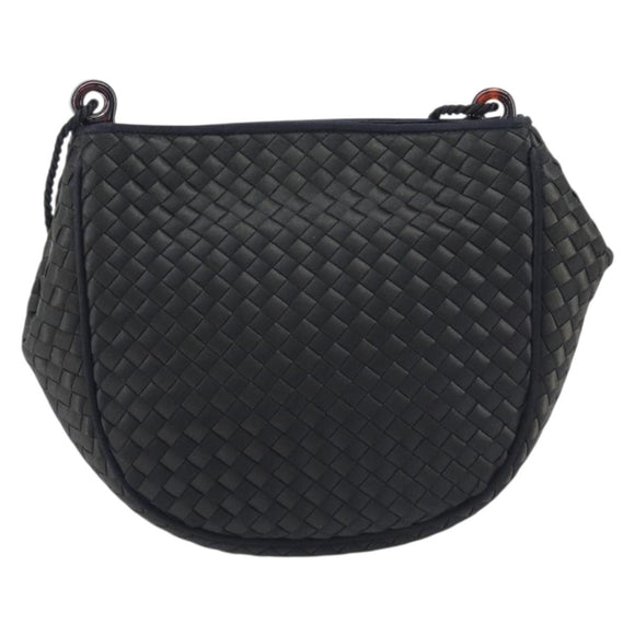 Bottega Veneta Tradechart Shoulder Bag Nylon Black Gold Auth 207169A