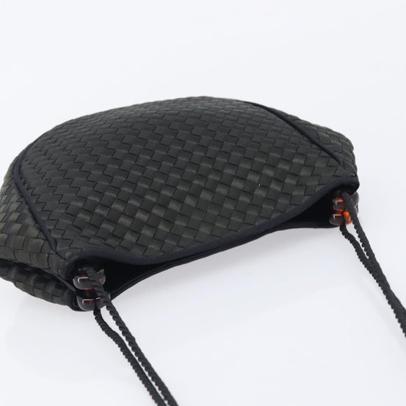 Bottega Veneta Tradechart Shoulder Bag Nylon Black Gold Auth 207169A