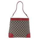 GUCCI GG Canvas Shoulder Bag Navy Gold 001 4231 Auth 207174-3